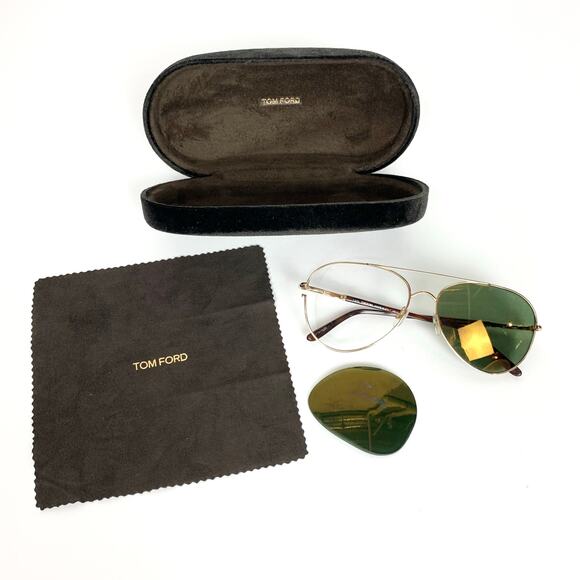 Tom Ford Womens Hunter TF103 Teardrop Aviator Sunglasses Gold Brown With Case